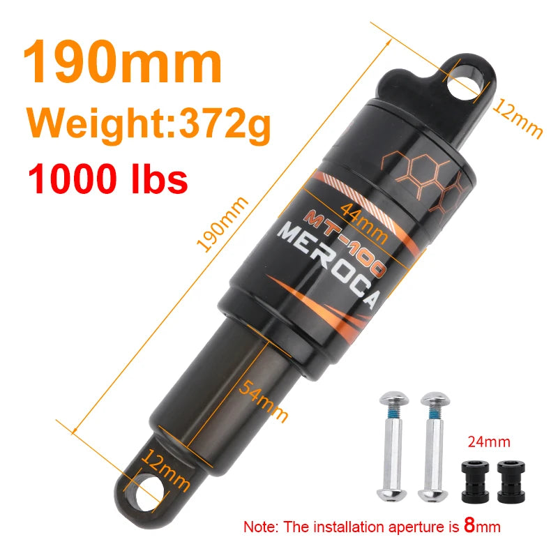 MEROCA Bicycle Rear Shock Absorber 125/150/165/190mm Aluminum Alloy Oil Spring Shock Absorber For Mountain Bike Electric Scooter