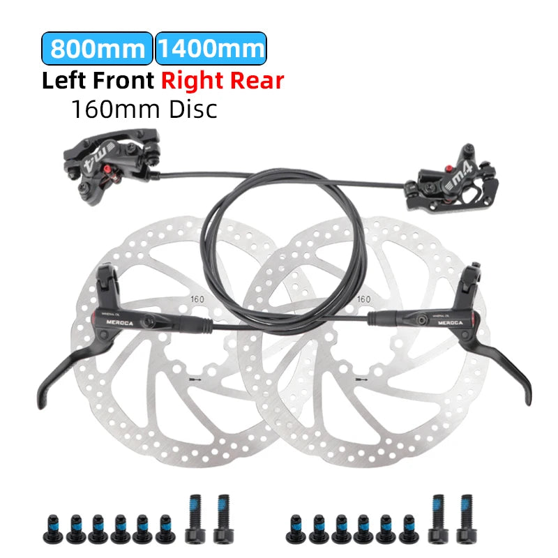 MEROCA M4 MTB Bike Brake Hydraulic Disc Brake 4 Piston 160mm Rotor Meatal Pad Mineral Oil For AM Enduro Bicycle E4 ZEE M8120