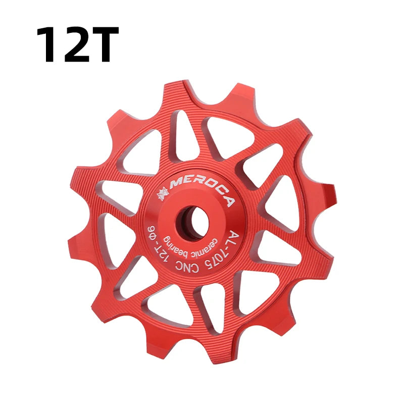MEROCA Rear Derailleur Ceramic Pulley Aluminum Alloy 12/14T Silicon Nitride Bearing MTB Bicycle Guide Wheel Cycling Jockey Wheel