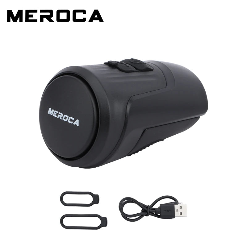 MEROCA MTB Bicycle Electric Horn High 125dB Volume 200mAh USB Charging Anti-theft Bike Bell Audio Warning Alert Safety Riding