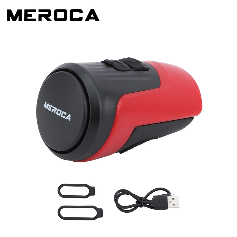 MEROCA MTB Bicycle Electric Horn High 125dB Volume 200mAh USB Charging Anti-theft Bike Bell Audio Warning Alert Safety Riding