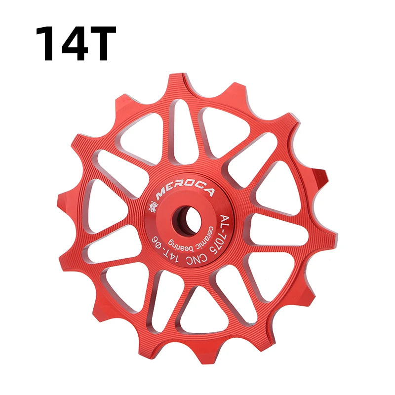 MEROCA Rear Derailleur Ceramic Pulley Aluminum Alloy 12/14T Silicon Nitride Bearing MTB Bicycle Guide Wheel Cycling Jockey Wheel