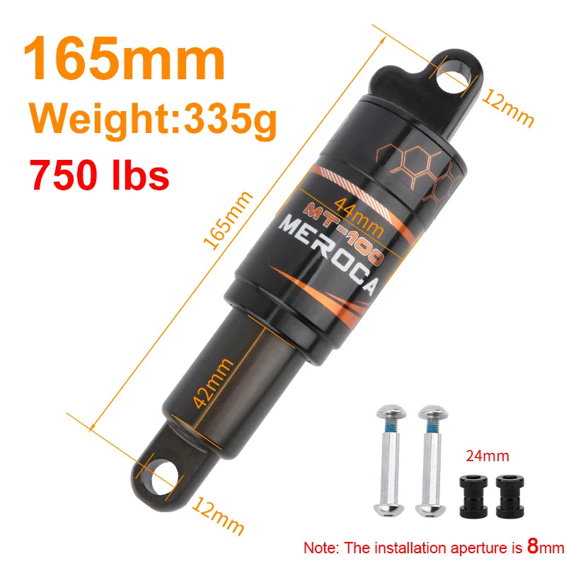 MEROCA Bicycle Rear Shock Absorber 125/150/165/190mm Aluminum Alloy Oil Spring Shock Absorber For Mountain Bike Electric Scooter