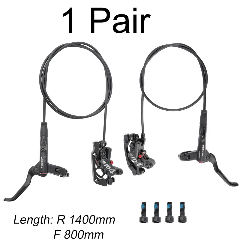 MEROCA M4 Bicycle Brake Four Piston Mountain Bike Hydraulic Brakes 800/1400 mm 160 Rotor Disc Mineral Oil Brake MTB Patrts