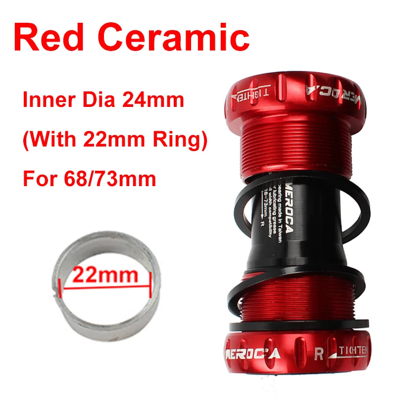 MEROCA BSA Bottom Bracket 68mm -73 Thread Lock CERAMIC Bearing BB For MTB Road Bike BCI.37-24T 24MM Bicycle Ceramic Center Axle