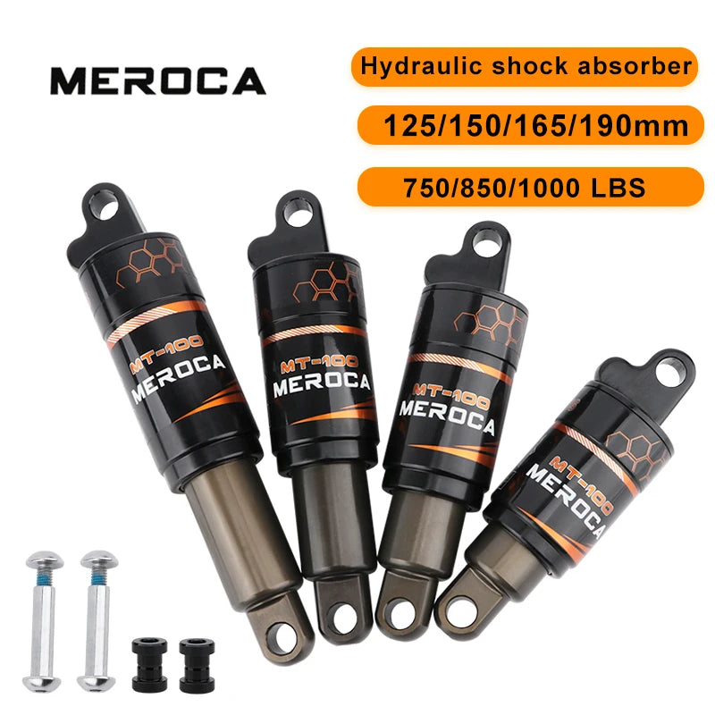 MEROCA Bicycle Rear Shock Absorber 125/150/165/190mm Aluminum Alloy Oil Spring Shock Absorber For Mountain Bike Electric Scooter