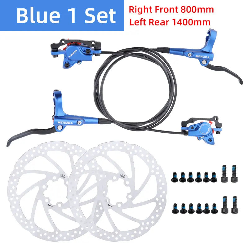 MEROCA MTB Bicycle Hydraulic Disc Brake 2 Piston Aluminum Alloy Mineral Oil Front 800 Rear 1400MM Oil Press Brakes Bike Parts