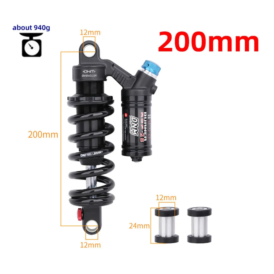 DNM RCP2S Rear Shock Absorber 550LBS Spring Soft Tail 190mm/200/210/220/240mm For AM/FR/DH MTB Bicycle Shock