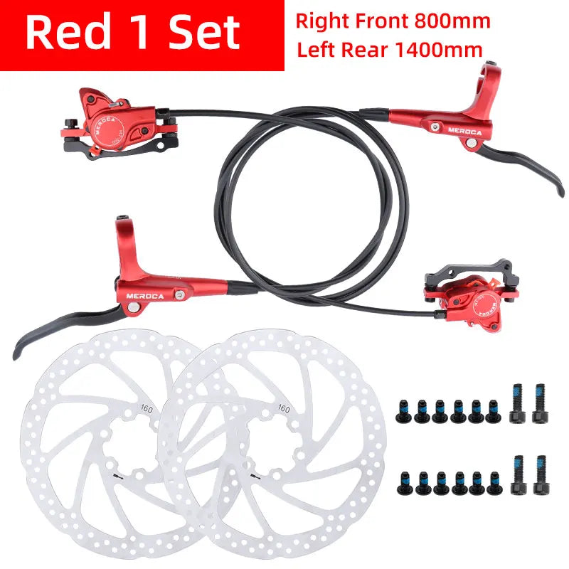 MEROCA MTB Bicycle Hydraulic Disc Brake 2 Piston Aluminum Alloy Mineral Oil Front 800 Rear 1400MM Oil Press Brakes Bike Parts