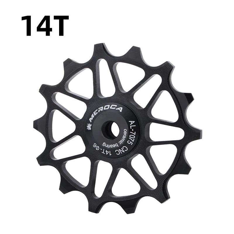 MEROCA Rear Derailleur Ceramic Pulley Aluminum Alloy 12/14T Silicon Nitride Bearing MTB Bicycle Guide Wheel Cycling Jockey Wheel