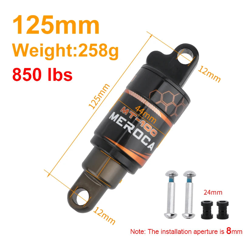 MEROCA Bicycle Rear Shock Absorber 125/150/165/190mm Aluminum Alloy Oil Spring Shock Absorber For Mountain Bike Electric Scooter