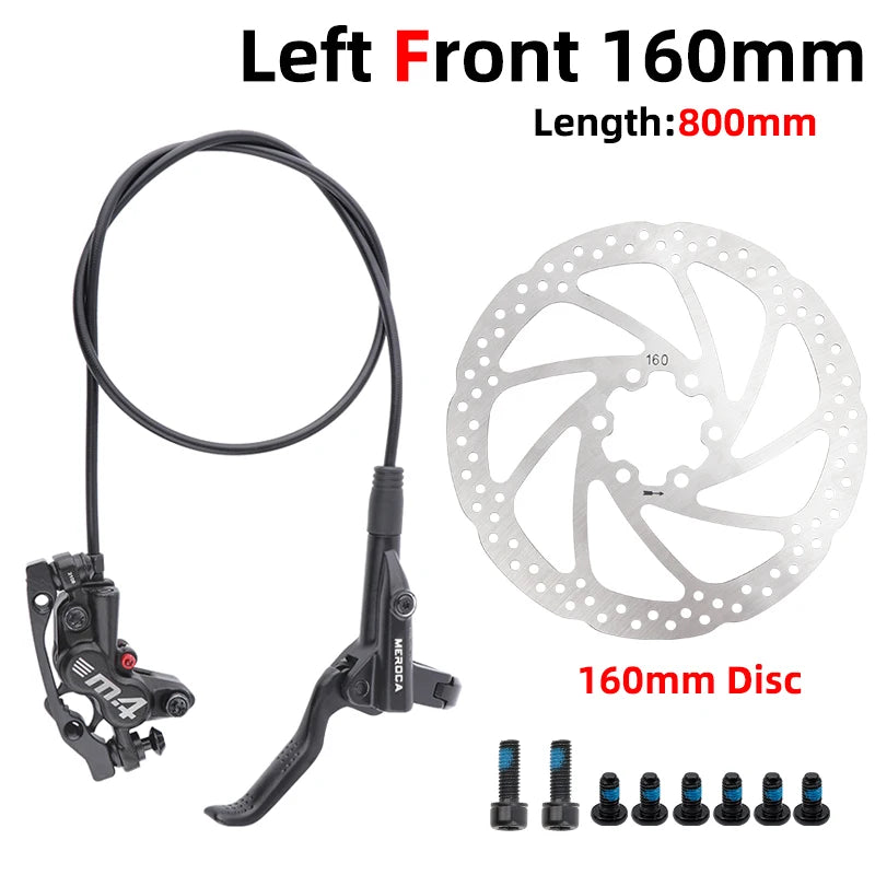 MEROCA Bicycle Oil Brake Mtb Left Front Brake MT420 800/1400mm Hydraulic Right Rear 160mm Disc Brake Bicycle Parts