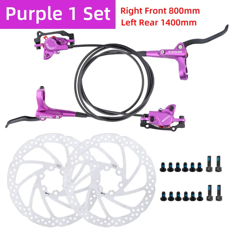 MEROCA MTB Bicycle Hydraulic Disc Brake 2 Piston Aluminum Alloy Mineral Oil Front 800 Rear 1400MM Oil Press Brakes Bike Parts
