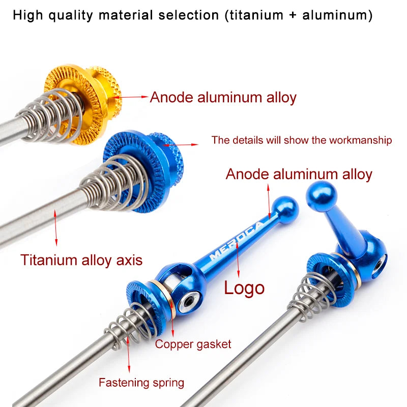 Quick Release Skewers Ultralight Titanium Axis Front 100 Rear 100/135mm Wheel Hub QR Skewers For MTB Folding Road Bike