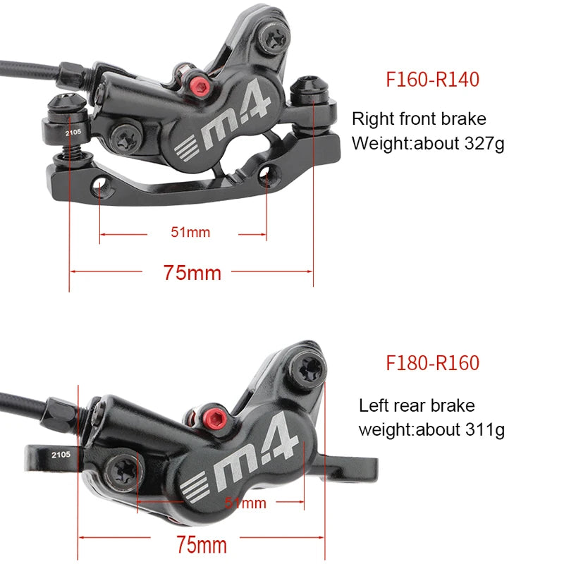 MEROCA M4 Bicycle Mtb Brake Hydraulic Disc Brake 160mm Rotor 4 Piston With Cooling Full Meatal Pad Mineral Oil Brake For E4 ZEE
