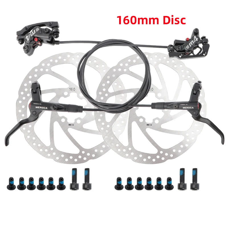 MEROCA M4 MTB Bike Brake Hydraulic Disc Brake 4 Piston 160mm Rotor Meatal Pad Mineral Oil For AM Enduro Bicycle E4 ZEE M8120