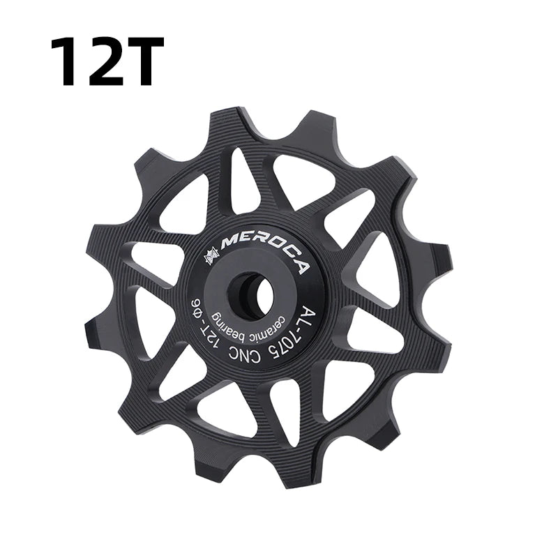 MEROCA Rear Derailleur Ceramic Pulley Aluminum Alloy 12/14T Silicon Nitride Bearing MTB Bicycle Guide Wheel Cycling Jockey Wheel