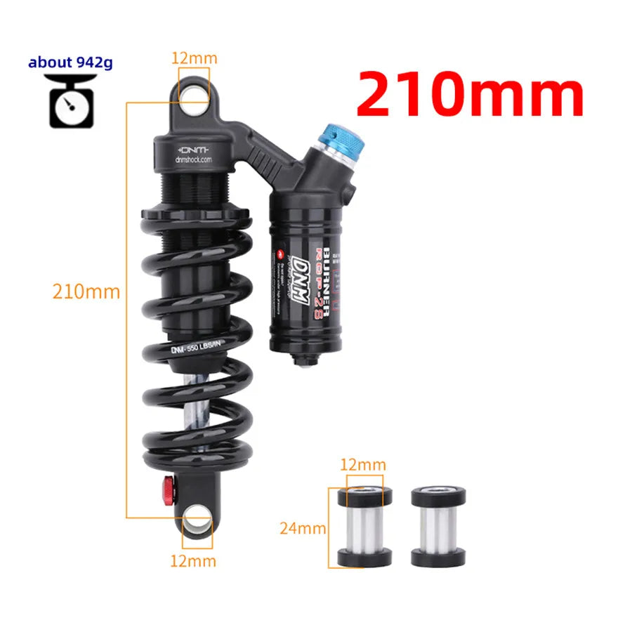 DNM RCP2S Rear Shock Absorber 550LBS Spring Soft Tail 190mm/200/210/220/240mm For AM/FR/DH MTB Bicycle Shock