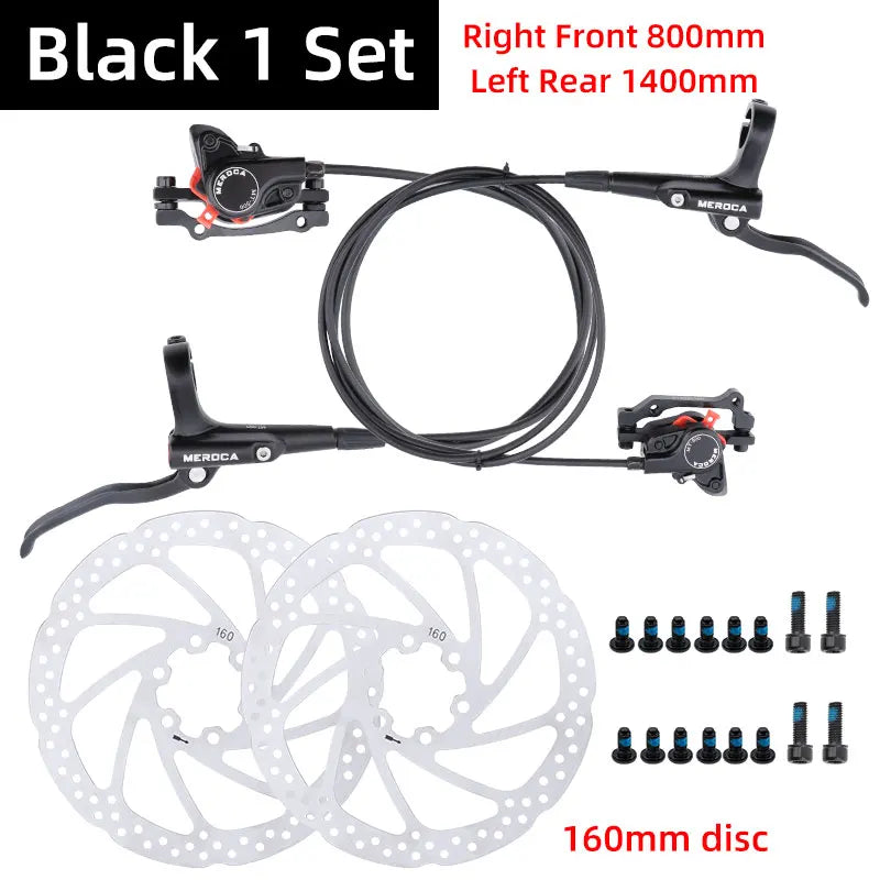 MEROCA MTB Bicycle Hydraulic Disc Brake 2 Piston Aluminum Alloy Mineral Oil Front 800 Rear 1400MM Oil Press Brakes Bike Parts