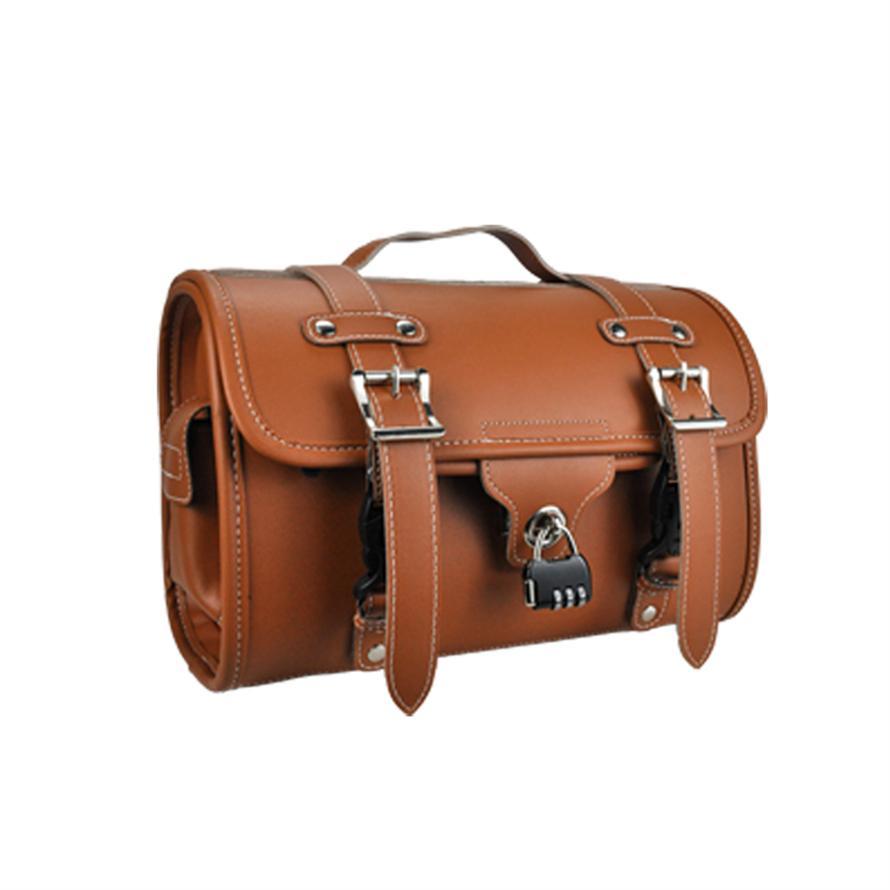 Bicycle Leather Retro Storage Bag For Brompton Bike Vintage Front Head Bag
