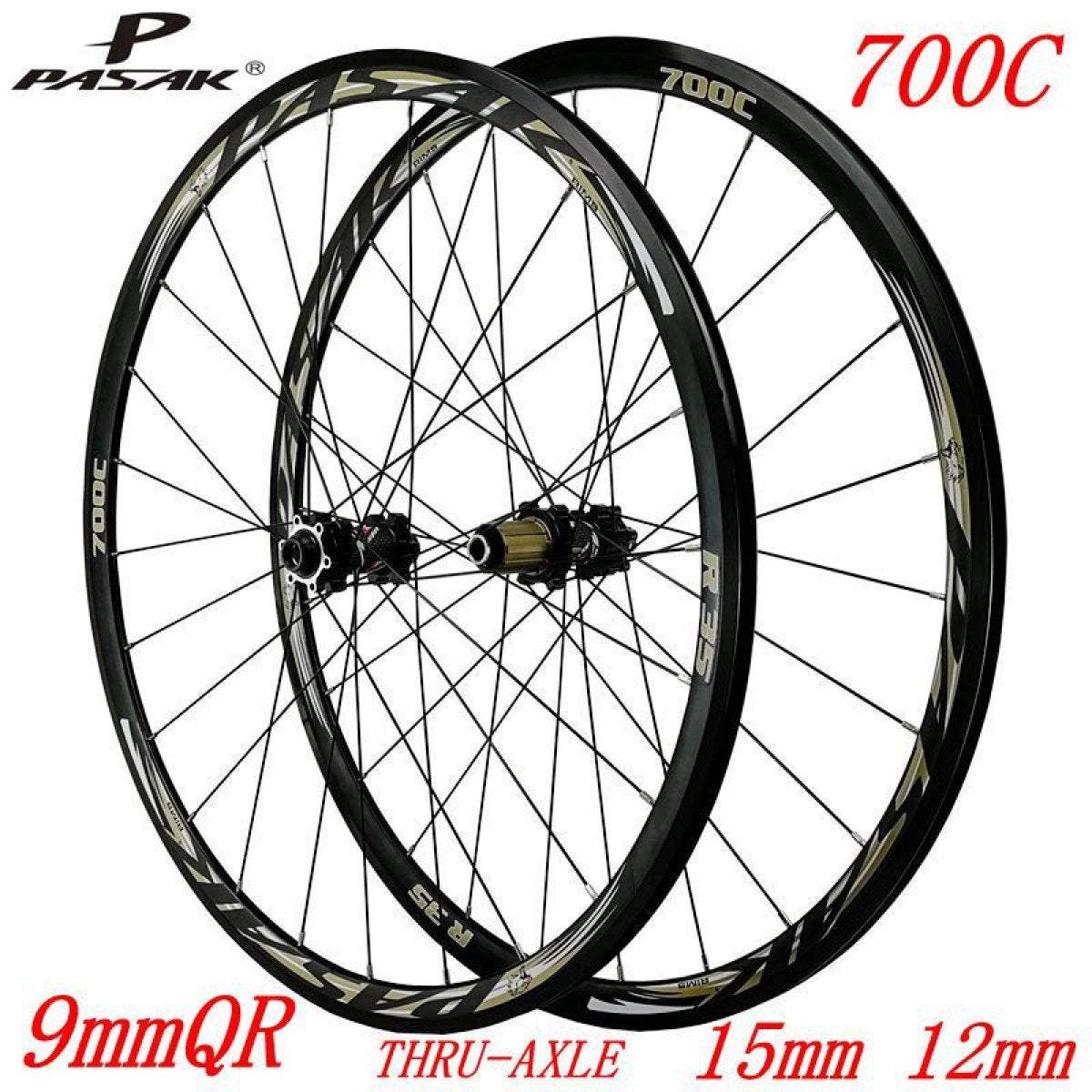 MEROCA 700C Bicycle QR Thru Axle Disc Brake Wheelset Road Bike 6Claws 12Speed 30MM Wheels Rims