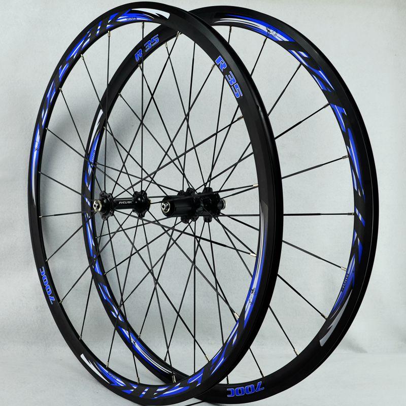 MEROCA R35 Road Bike 700C C / V Brake Wheels Bicycle Bearing Wheel Set 11 Speed Flat Spoke Wheelset