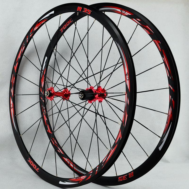 MEROCA R35 Road Bike 700C C / V Brake Wheels Bicycle Bearing Wheel Set 11 Speed Flat Spoke Wheelset