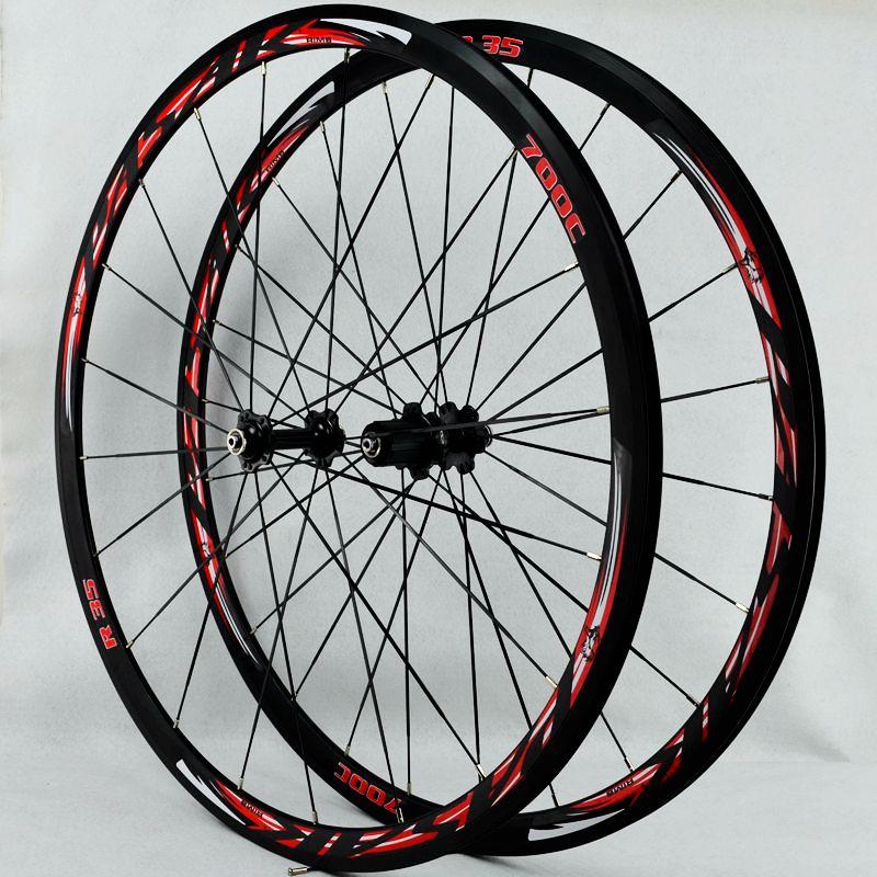 MEROCA R35 Road Bike 700C C / V Brake Wheels Bicycle Bearing Wheel Set 11 Speed Flat Spoke Wheelset