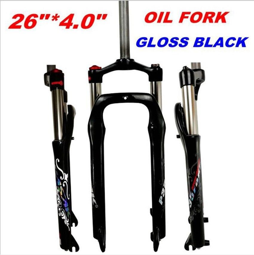 MEROCA MTB Moutain Snow Bike 26*4.0" Fat Bicycle Fork Air Gas Oil Locking Suspension Forks Disc Brake Aluminium Alloy 135mm