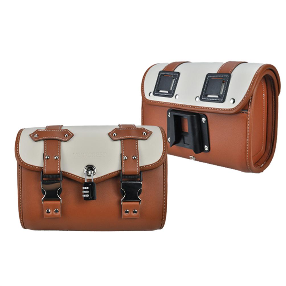MEROCA For Brompton Bag Vintage Leather Bicycle Font Bag Bike 14 inch For Dahon Luggage