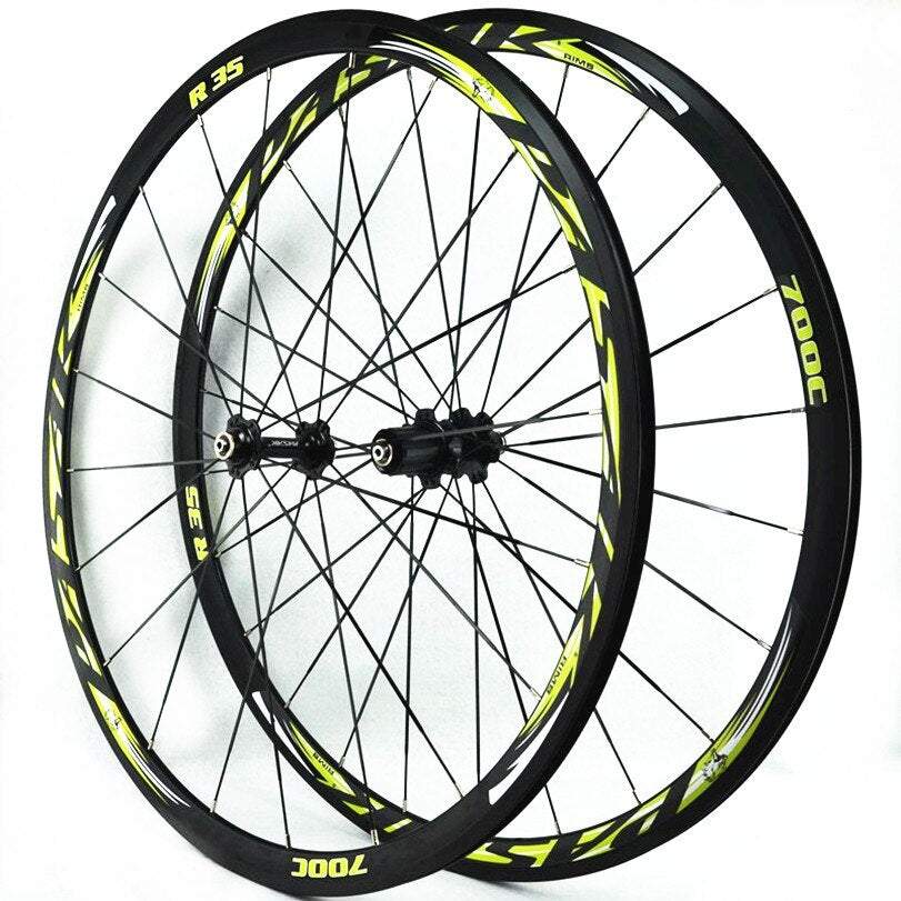 MEROCA R35 Road Bike 700C C / V Brake Wheels Bicycle Bearing Wheel Set 11 Speed Flat Spoke Wheelset