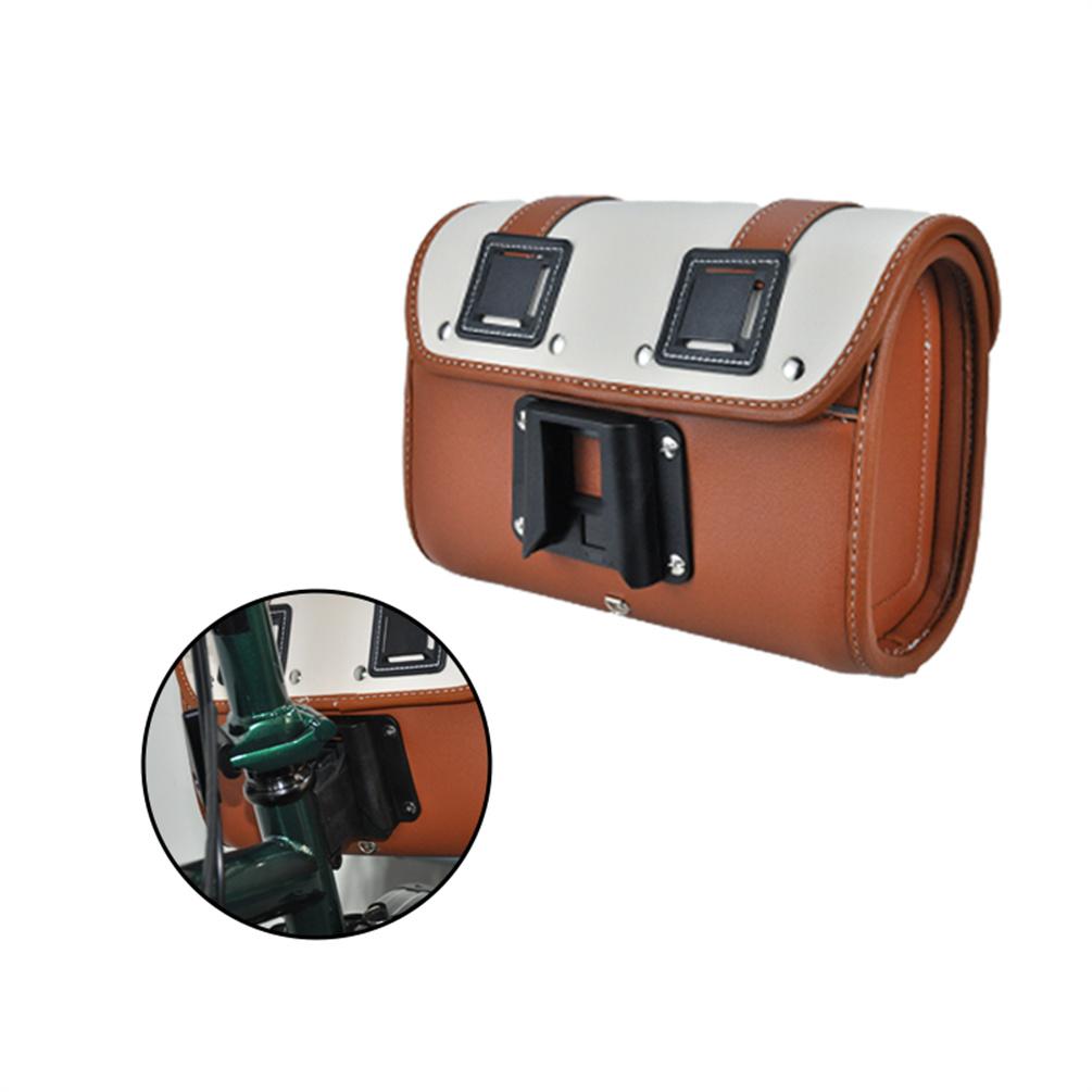 MEROCA For Brompton Bag Vintage Leather Bicycle Font Bag Bike 14 inch For Dahon Luggage