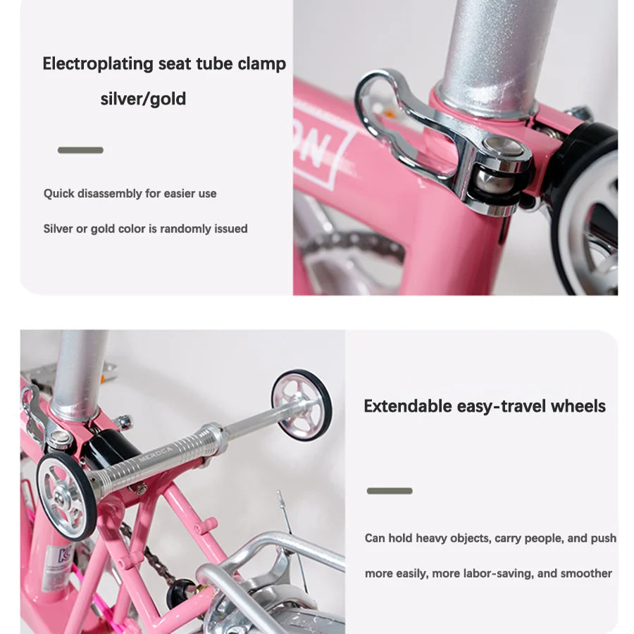 CRANSTON  R9 Max Triple Fold Double C Brake 53T Crankset 16 Inch Wheel 9-speed Foldable Bicycle Cr-Mo Frame Mini Folding Bike