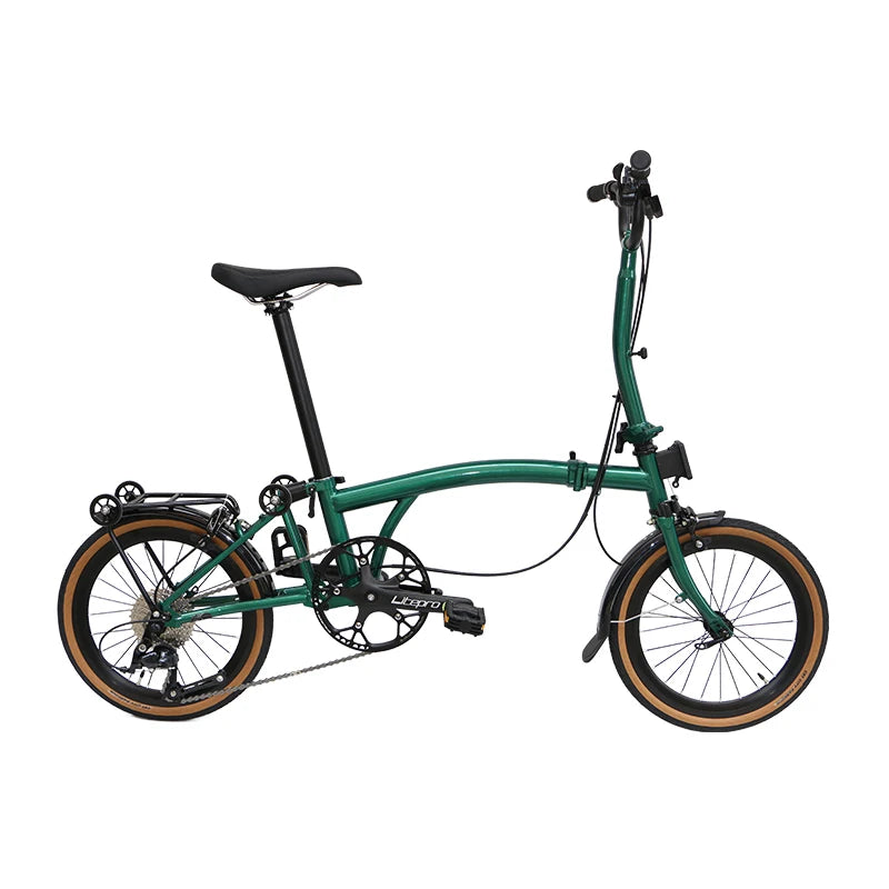 CRANSTON Tri-fold bicycle Chrome-molybdenum Steel ultra-light portable Folding Bike 16-inch 9-speed retro City commuting Bike