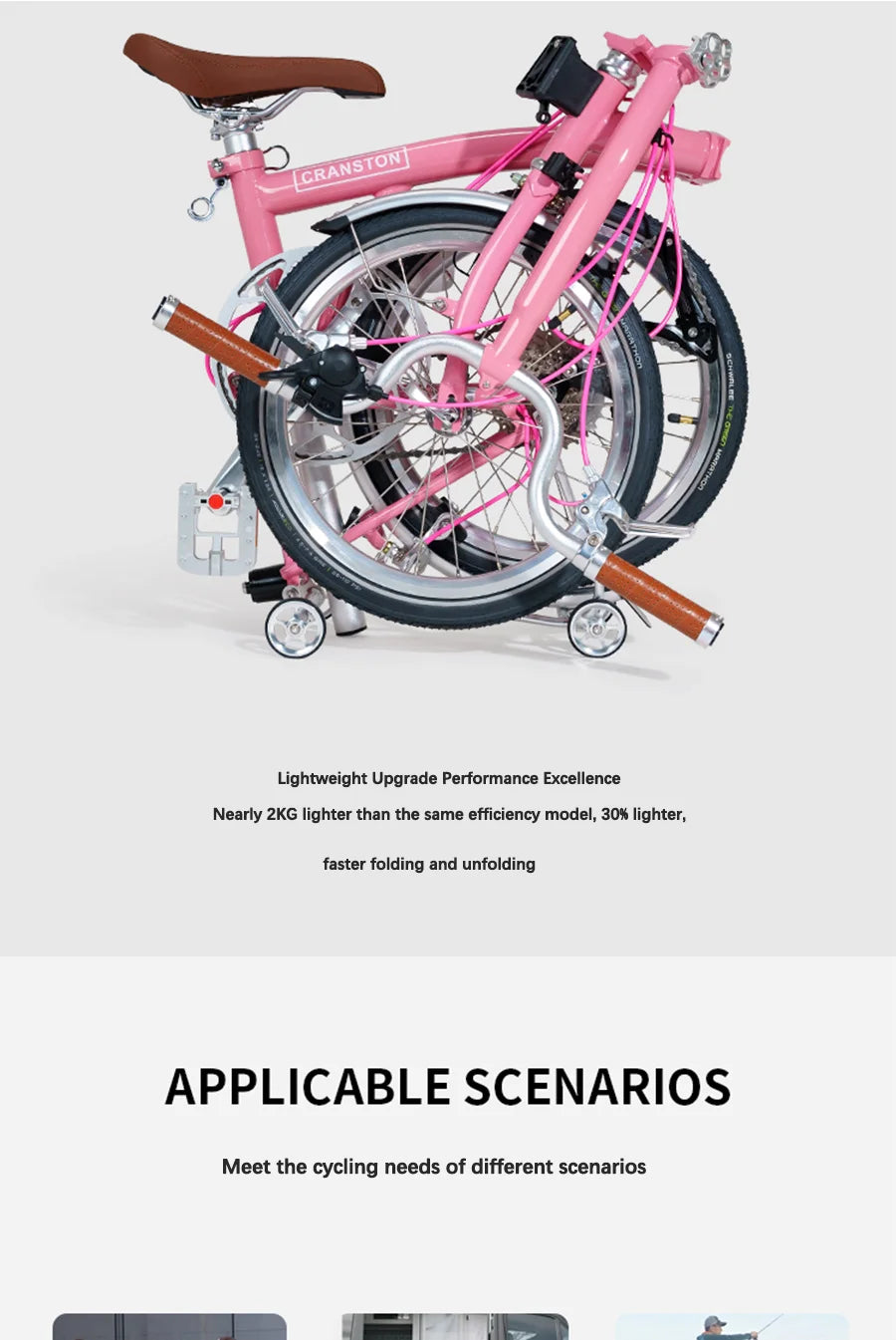 CRANSTON Tri-fold bicycle Chrome-molybdenum Steel ultra-light portable Folding Bike 16-inch 9-speed retro City commuting Bike