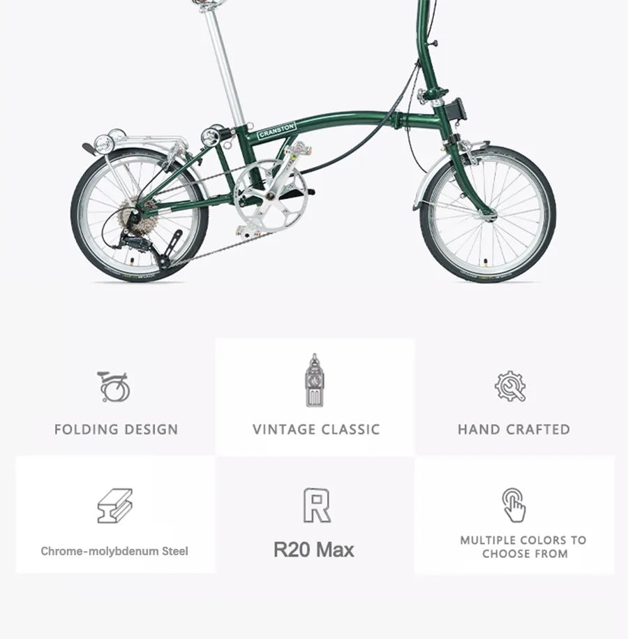 2025 Hot Selling Cranston 20 Inch 9 Speed Folding Bike CRMO Tri Fold Frame Dual V-Brake Portable 406 Wheel Foldable City Bicycle