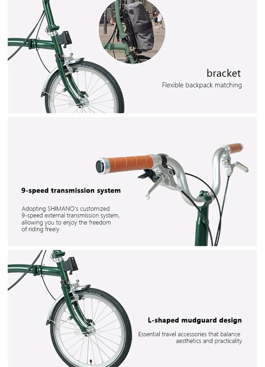 2025 Hot Selling Cranston 20 Inch 9 Speed Folding Bike CRMO Tri Fold Frame Dual V-Brake Portable 406 Wheel Foldable City Bicycle