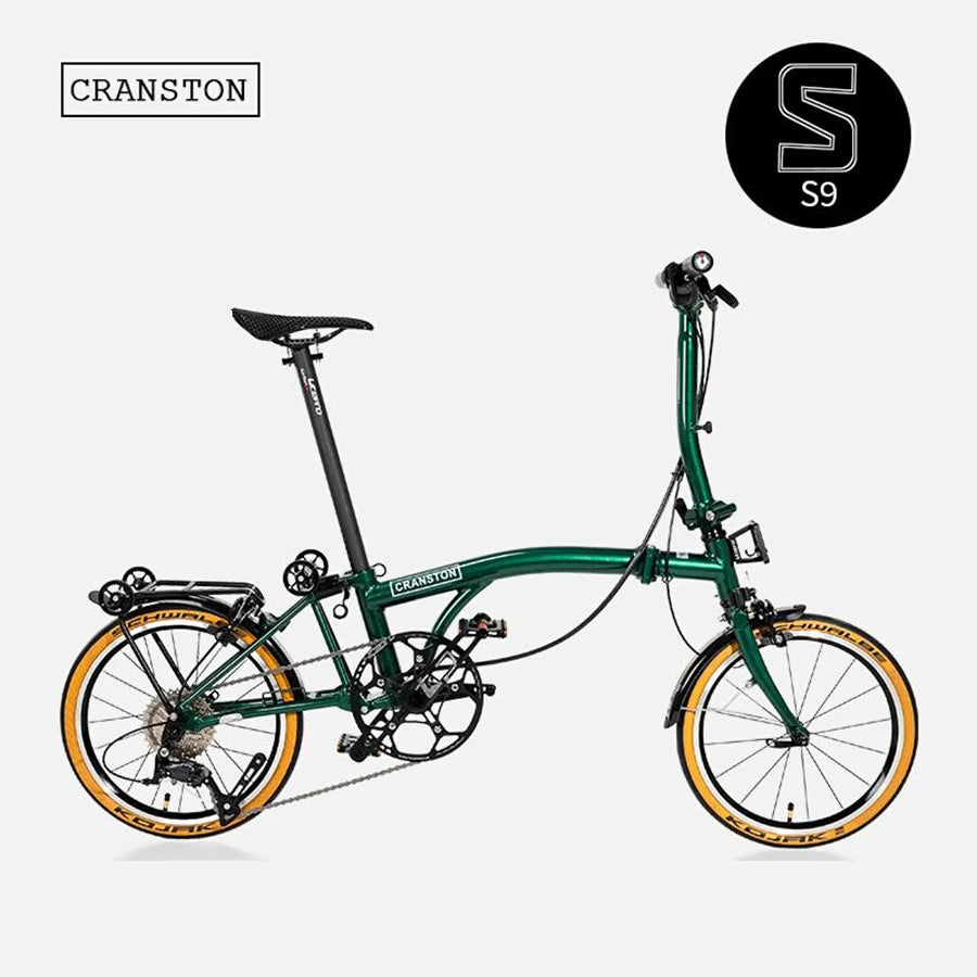 CRANSTON 16 inch 9-speed Aluminium Alloy Folding Bike with C- Brake Lightweight Portable Adult Folding Bicycle