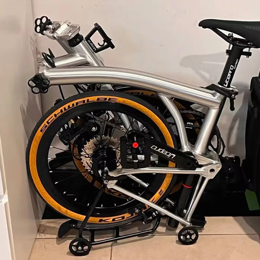CRANSTON 16 Inch 9-Speed Folding Bicycle S9 Aluminum Alloy C-Brake Three Fold Retro Commuting Folding Bike for Adults Portable