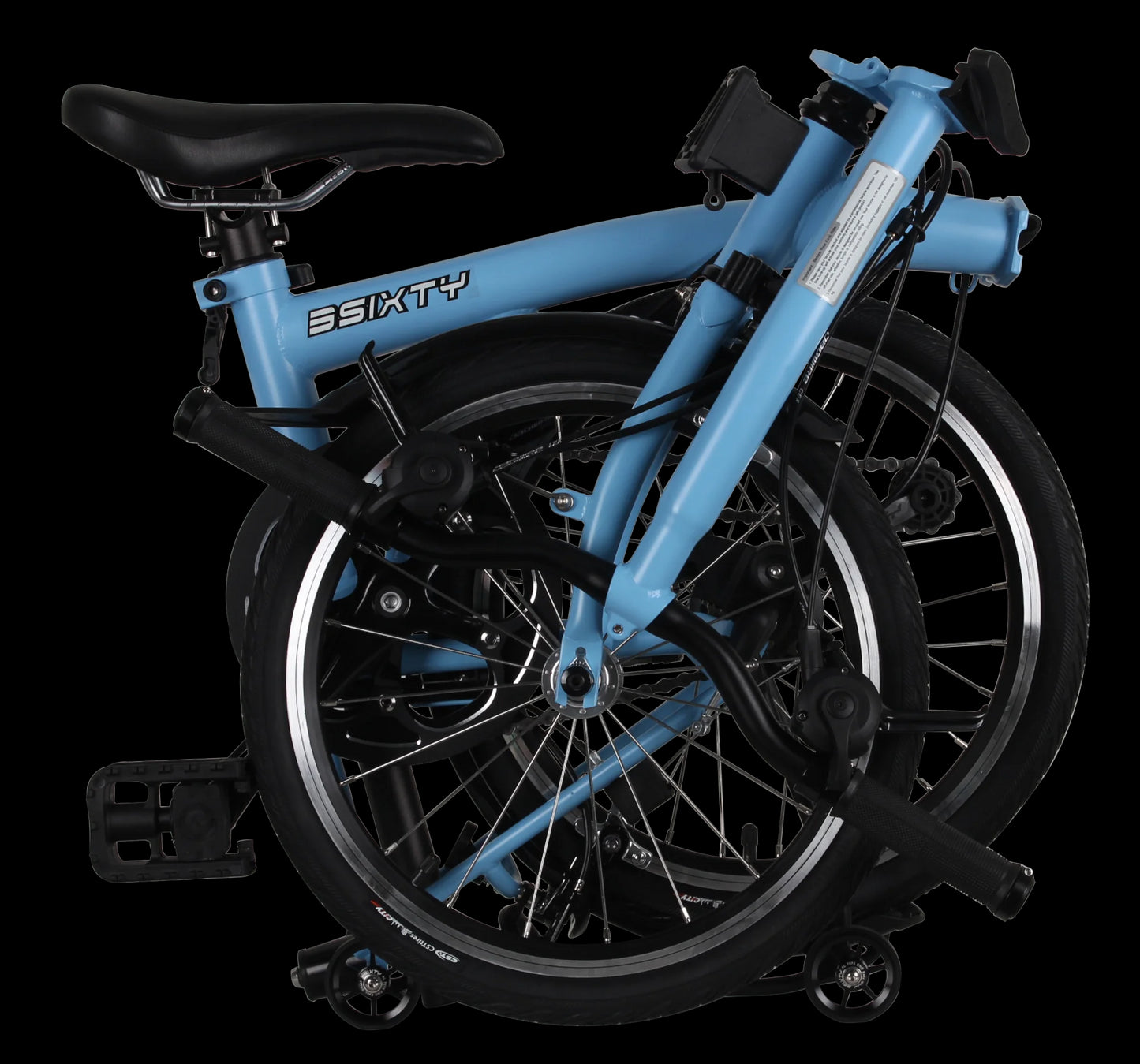 3SIXTY 16 Inch Folding Bike  Internal 6 Speeds Steel Frame Three Inner and Two Outer Speeds  Mini Folding Bicycle Tri-fold Bike