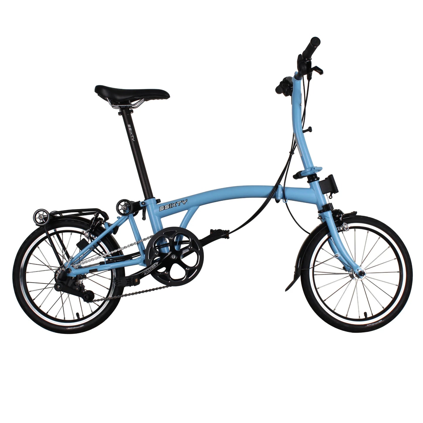 3SIXTY 16 Inch Folding Bike  Internal 6 Speeds Steel Frame Three Inner and Two Outer Speeds  Mini Folding Bicycle Tri-fold Bike