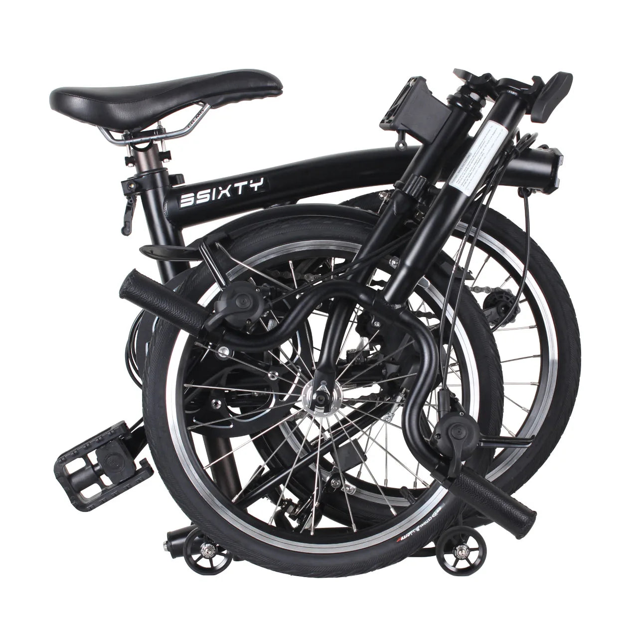 3SIXTY 16 Inch Folding Bike  Internal 6 Speeds Steel Frame Three Inner and Two Outer Speeds  Mini Folding Bicycle Tri-fold Bike