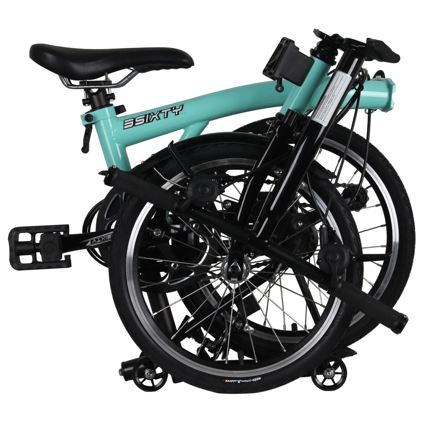 3SIXTY 16 Inch Folding Bike  Internal 6 Speeds Steel Frame Three Inner and Two Outer Speeds  Mini Folding Bicycle Tri-fold Bike