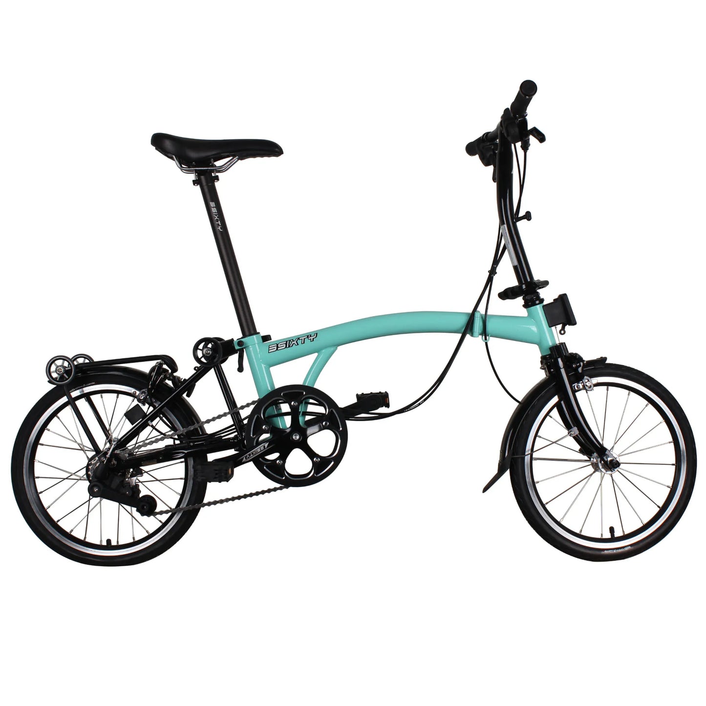 3SIXTY 16 Inch Folding Bike  Internal 6 Speeds Steel Frame Three Inner and Two Outer Speeds  Mini Folding Bicycle Tri-fold Bike