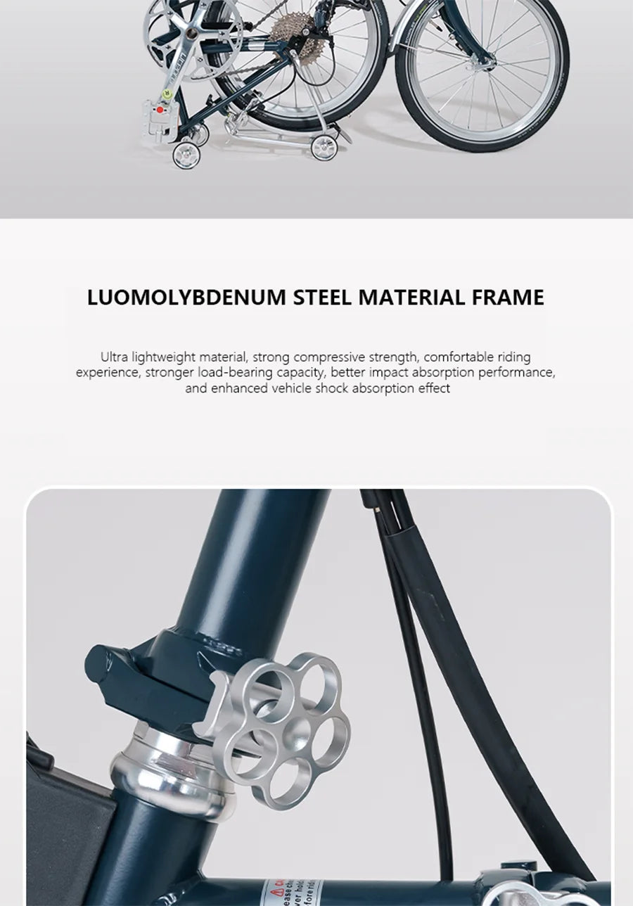 Cranston 16 Inch 9 Speed Dual C-Brake Folding Bike Portable Chromoly Steel Tri Fold Frame 16 Inch Rim Foldable City Bike