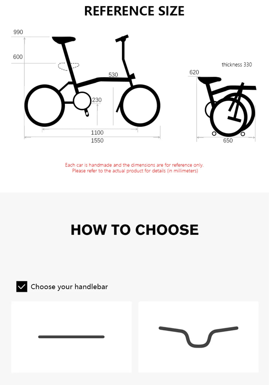 Cranston 16 Inch 9 Speed Dual C-Brake Folding Bike Portable Chromoly Steel Tri Fold Frame 16 Inch Rim Foldable City Bike