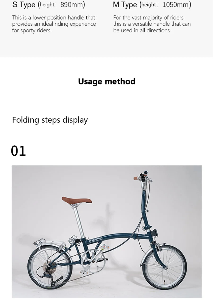 Cranston 16 Inch 9 Speed Dual C-Brake Folding Bike Portable Chromoly Steel Tri Fold Frame 16 Inch Rim Foldable City Bike