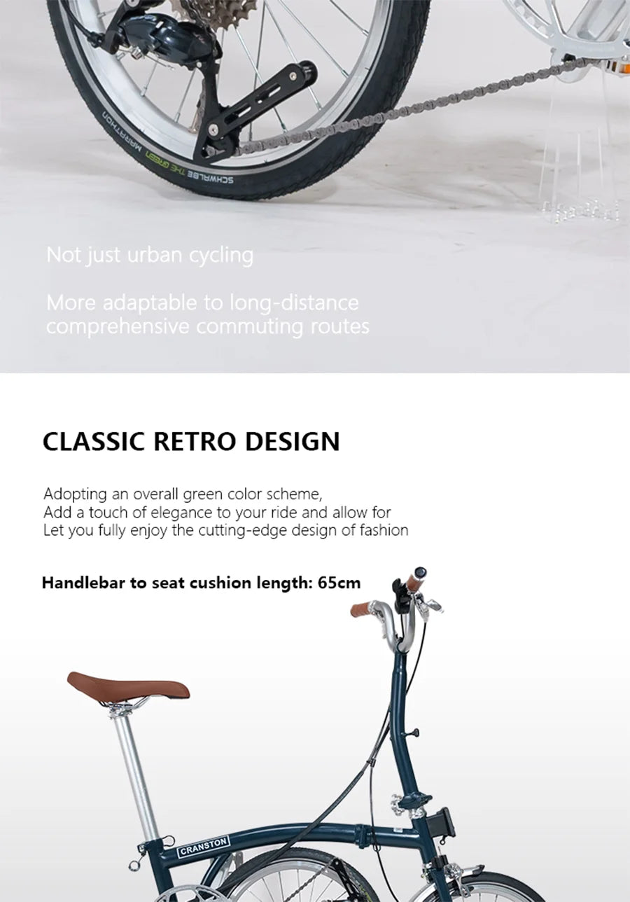 Cranston 16 Inch 9 Speed Dual C-Brake Folding Bike Portable Chromoly Steel Tri Fold Frame 16 Inch Rim Foldable City Bike