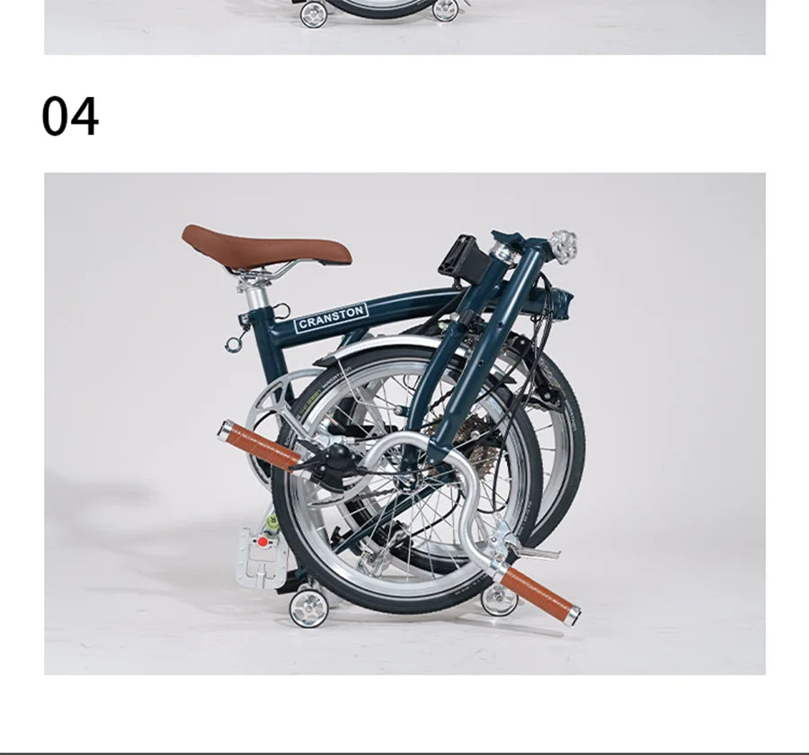 Cranston 16 Inch 9 Speed Dual C-Brake Folding Bike Portable Chromoly Steel Tri Fold Frame 16 Inch Rim Foldable City Bike