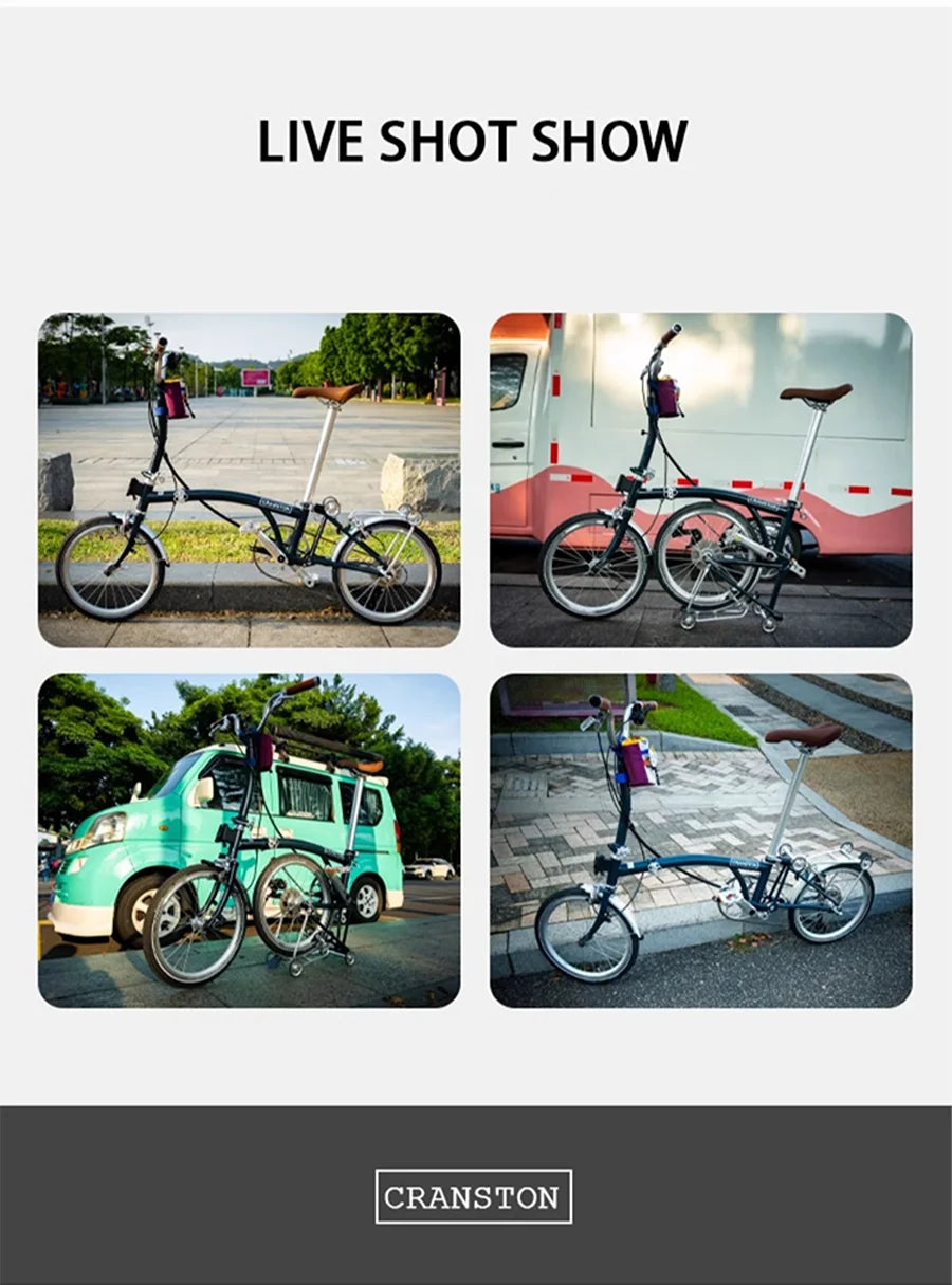 Cranston 16 Inch 9 Speed Dual C-Brake Folding Bike Portable Chromoly Steel Tri Fold Frame 16 Inch Rim Foldable City Bike